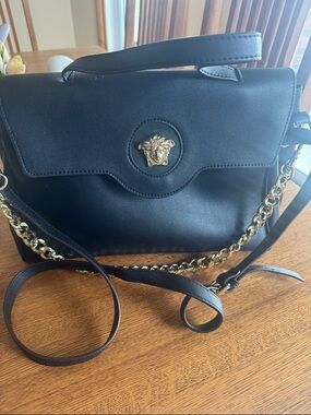 Versace style Black Top-Handle Chain Bag